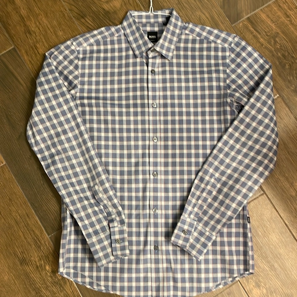 BOSS slim fit plaid shirt in excellent condition
